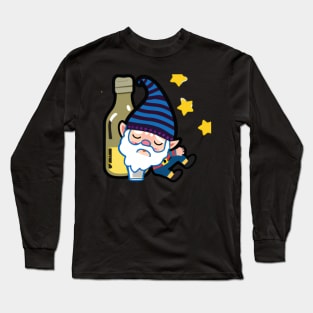 Drunk Gnome Cartoon Long Sleeve T-Shirt